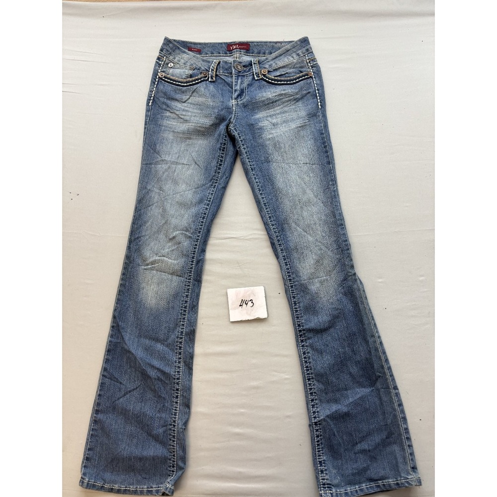 YMI Jeans Women's Size 7 Bootcut Low Rise Embellished Denim Blue Jeans